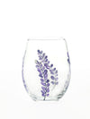Lavender flower Stemless Wine Glasses -  Set of 4 - Hand Painted