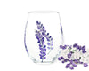 Lavender Flower Stemless Wine Glass -  One 15 oz