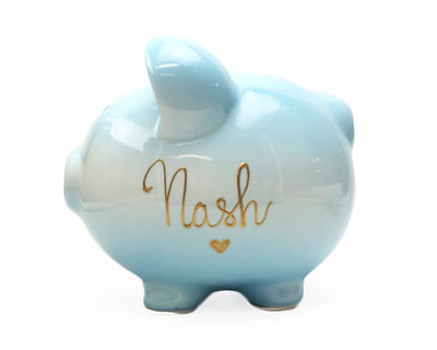 Personalized Blue Ombre Ceramic Piggy Bank for Boys