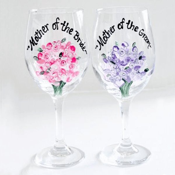 Personalized Mother of the Bride or Groom Wine Glass 