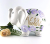 Hand Painted Elephant Piggy Bank with lavender boho flowers