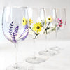 Mixed Flower Wine Glasses, Set of 4, Stemmed Wine Glasses