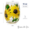 Hand Painted Sunflower Wine Glasses, Unique Gift for Mom or Wine Lovers, Festive Glassware for Easter, Birthday, Christmas