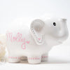 Personalized White Elephant Piggy Bank personalized with name