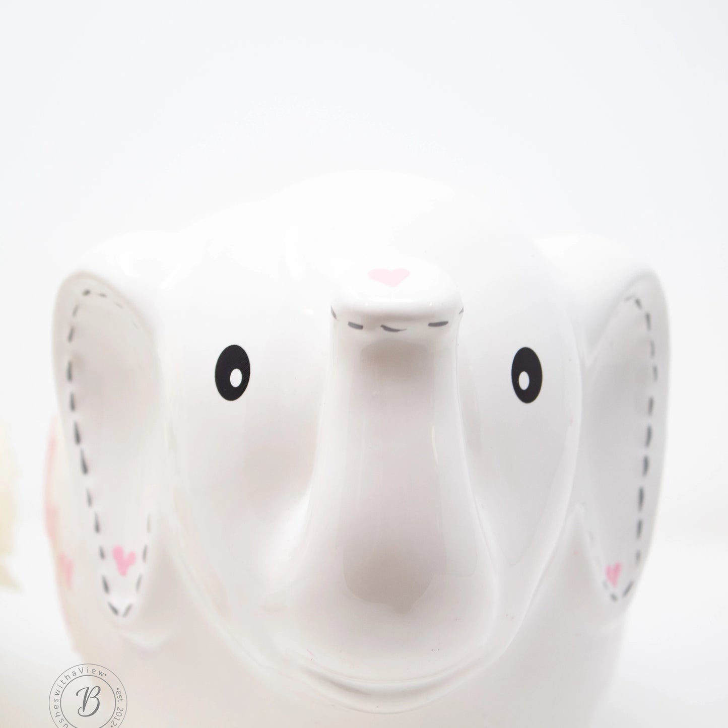 Personalized White Elephant Piggy Bank personalized with name 