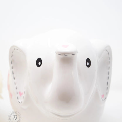 Personalized White Elephant Piggy Bank personalized with name 