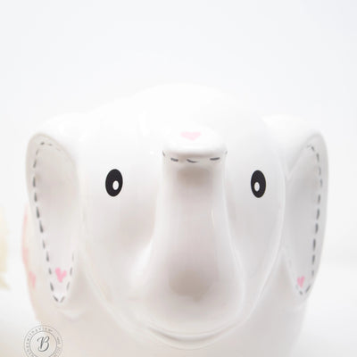 Personalized White Elephant Piggy Bank personalized with name