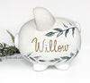 Hand Painted Willow Leaves Personalized Piggy Bank